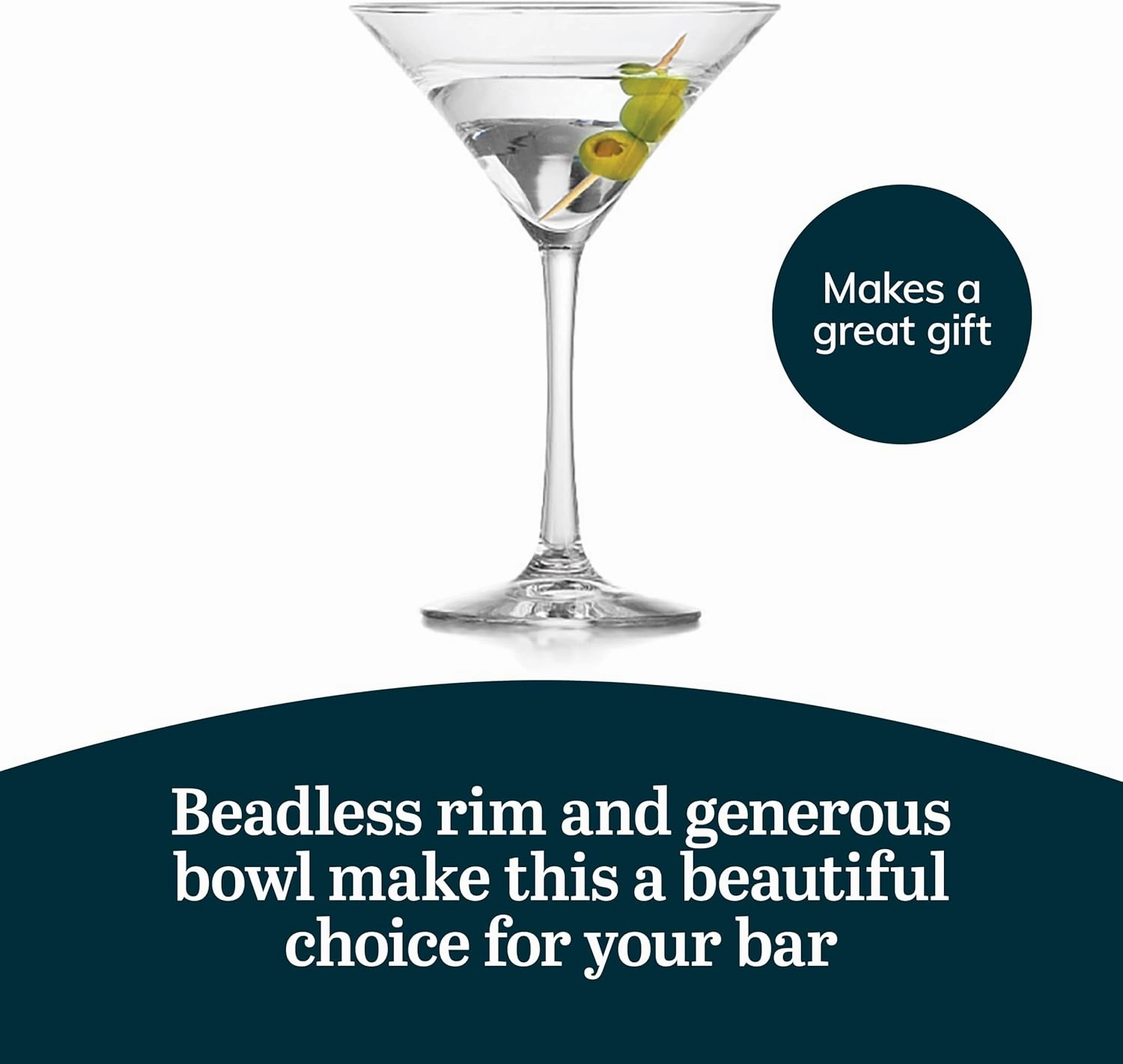 Libbey 7512 Vina Martini Glasses Set of 12, 8 Oz, Classic Long Stemmed Martini Set, Elegant Bar Glassware for Wine, Mixed Drinks, and Desserts