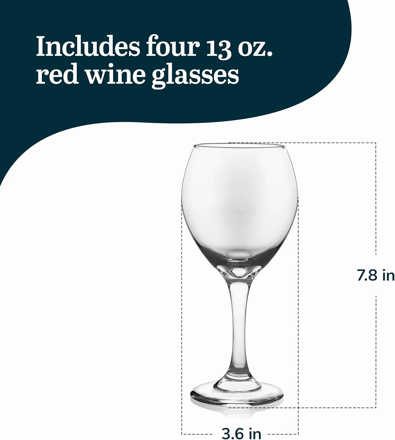 Libbey Classic Red Wine Glasses Set of 4, Dishwasher Safe, Rounded Rim Stemmed Wine Glasses, Perfect Wine Glasses Gift Set for Weddings, 13.5 Ounce