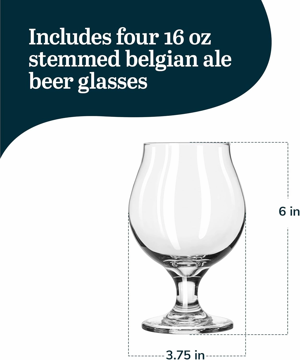Libbey Craft Brews Classic Belgian Beer Glasses, Dishwasher Safe Beer Glasses Set of 4 for Belgian Ale, Tulip Beer Glasses
