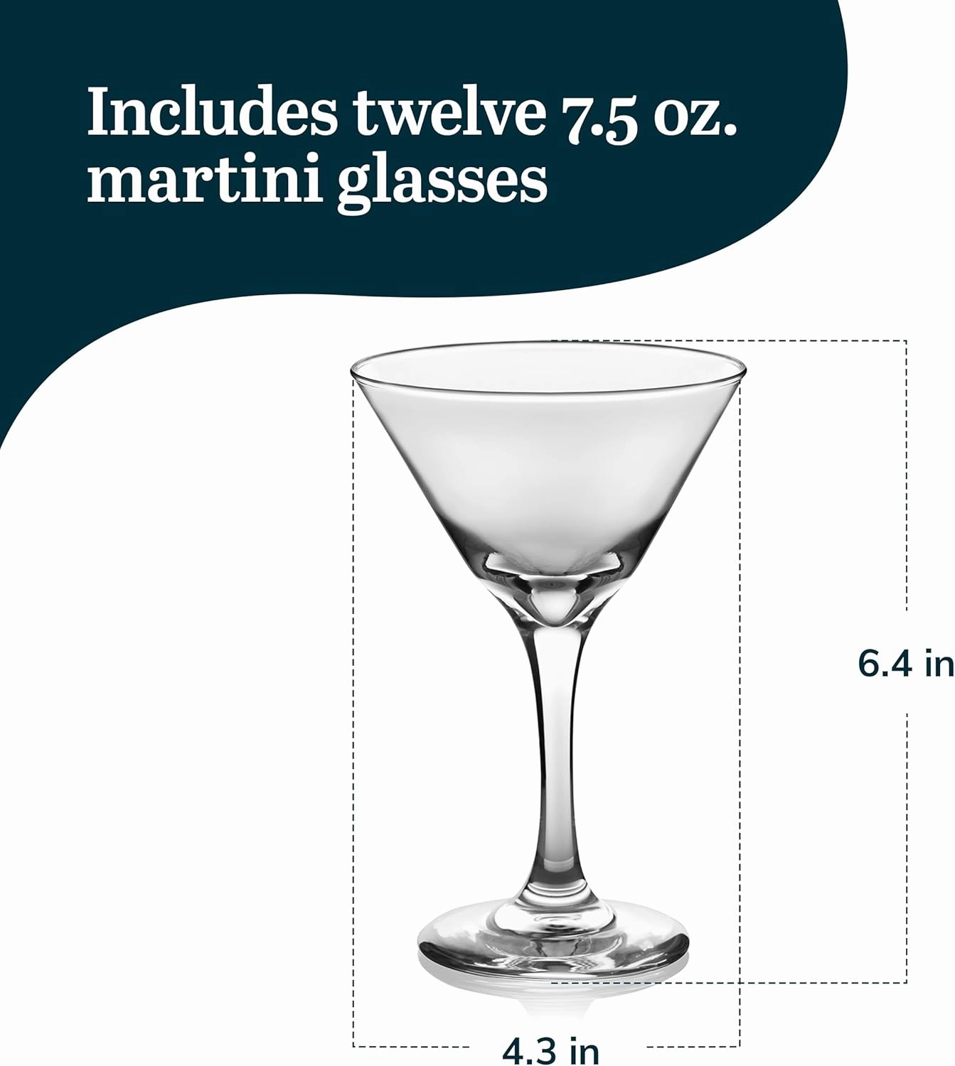 Libbey Martini Glasses Set of 12, Modern and Clear Stemmed Cocktail Glasses, Dishwasher Safe Martini Glass Set for Classic Martinis, Cosmopolitans