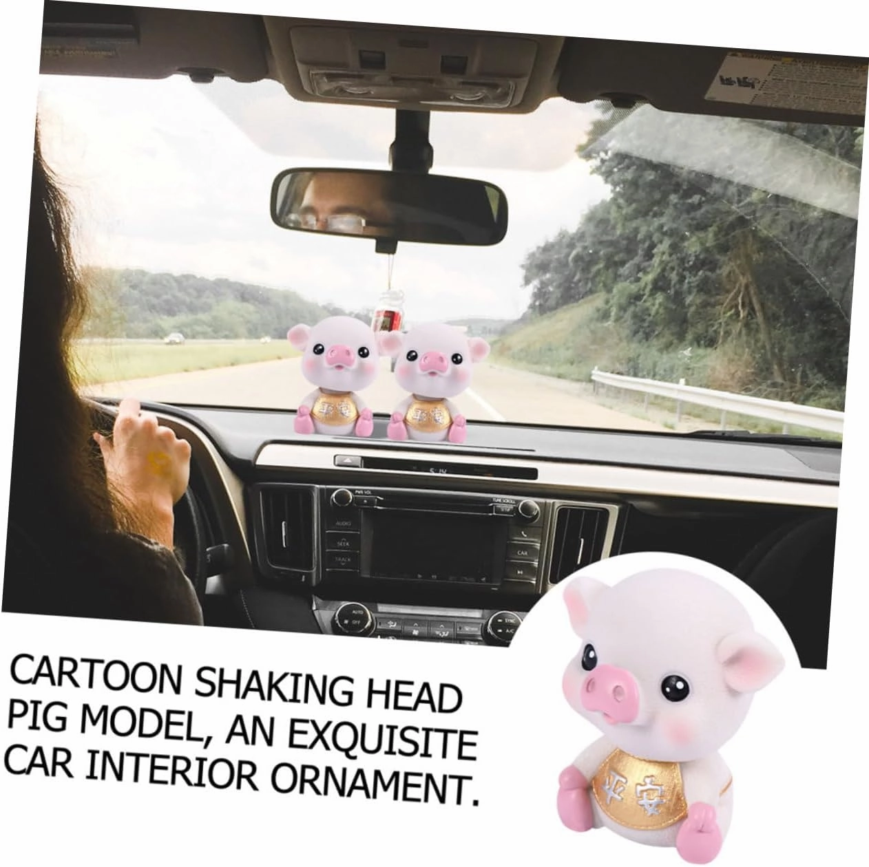 LIFKOME Cute Car Bobblehead Shaking Dashboard Decor Car Ornament for Vehicle Interior