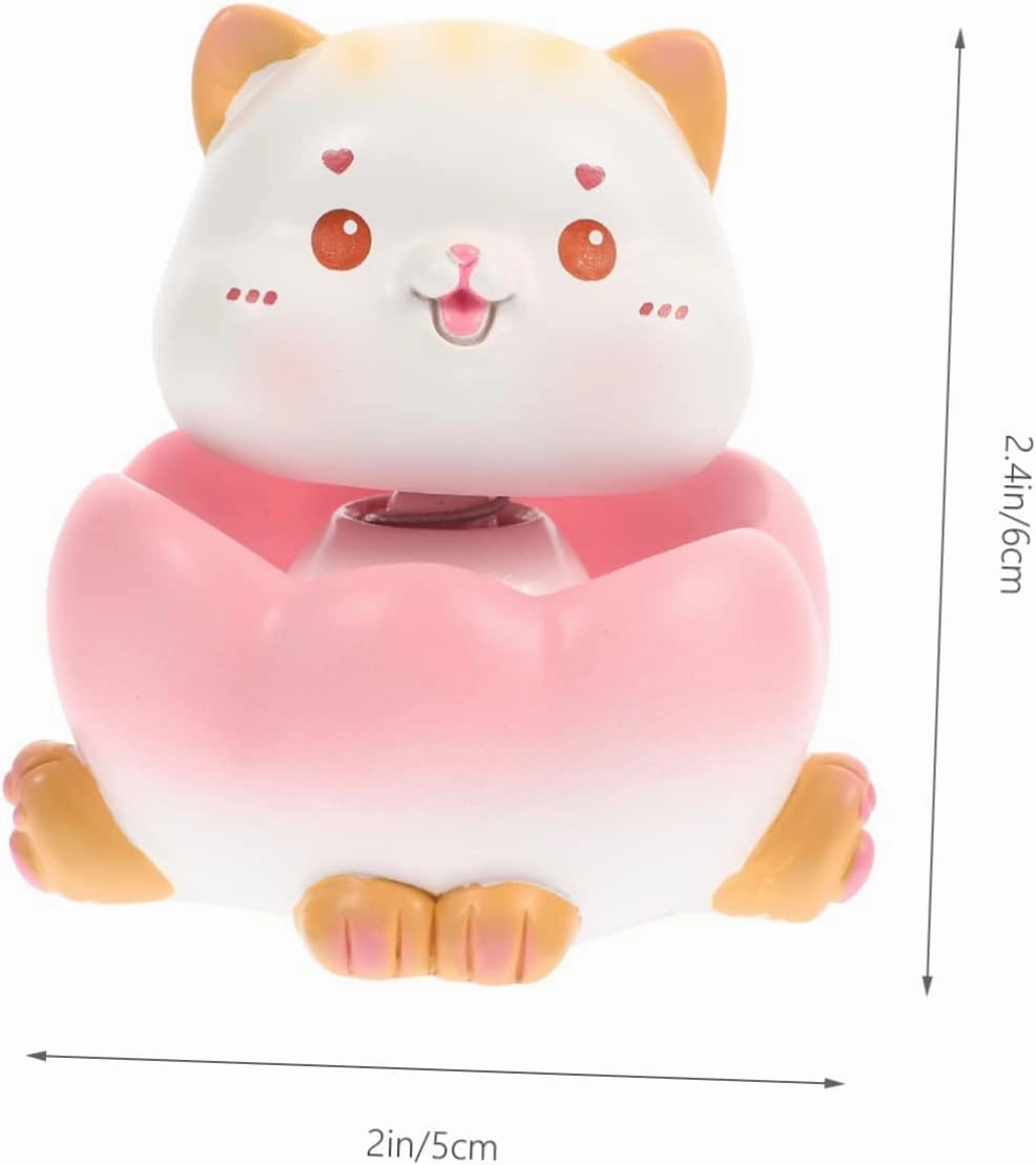 LIFKOME Shaking Head Kitten Figurine Cute Cat Car Ornament Miniature Cat Decor for Home Desk Garden and Balcony Cartoon Design Cheerful Atmosphere Enhancer