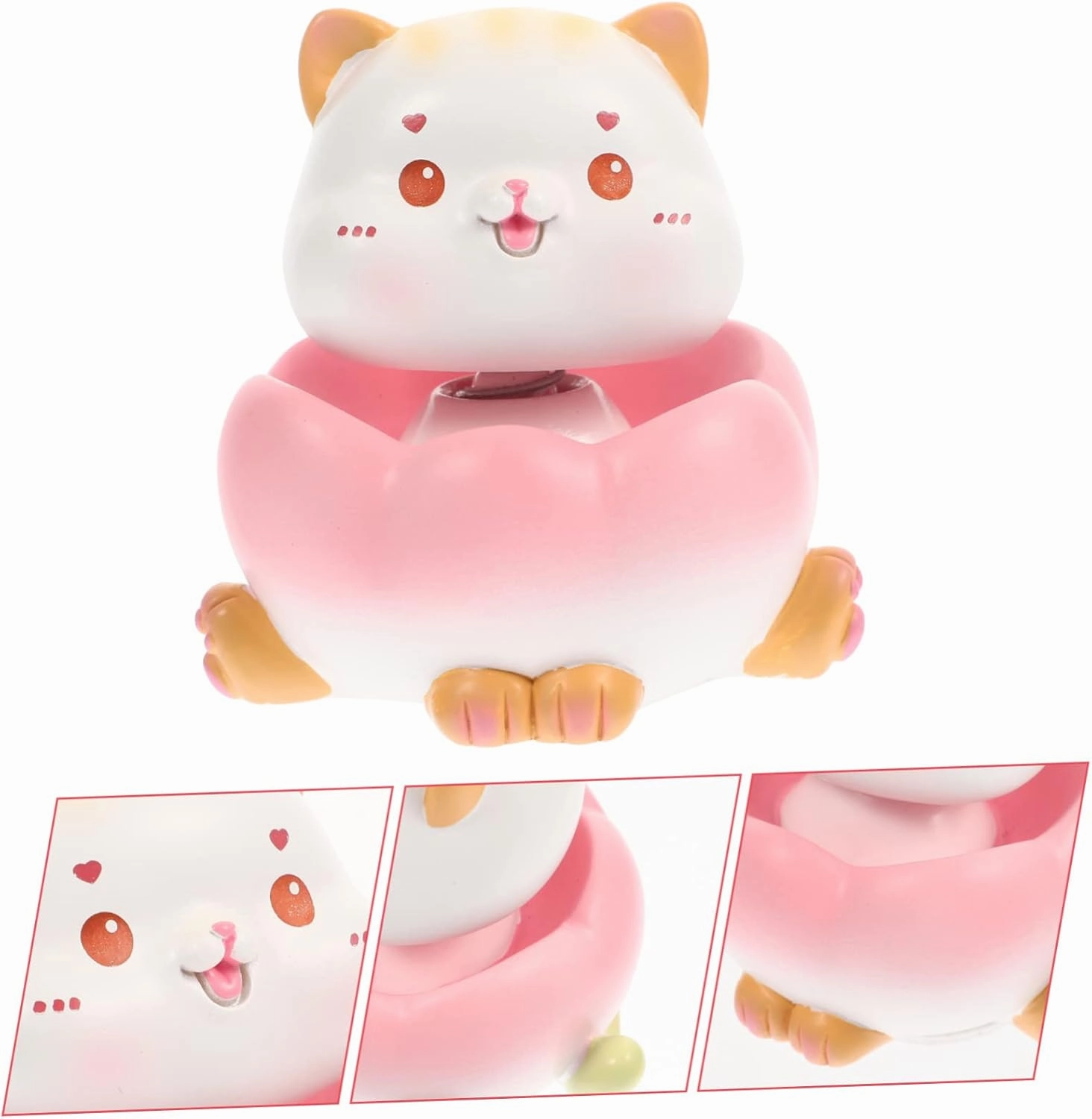 LIFKOME Shaking Head Kitten Figurine Cute Cat Car Ornament Miniature Cat Decor for Home Desk Garden and Balcony Cartoon Design Cheerful Atmosphere Enhancer