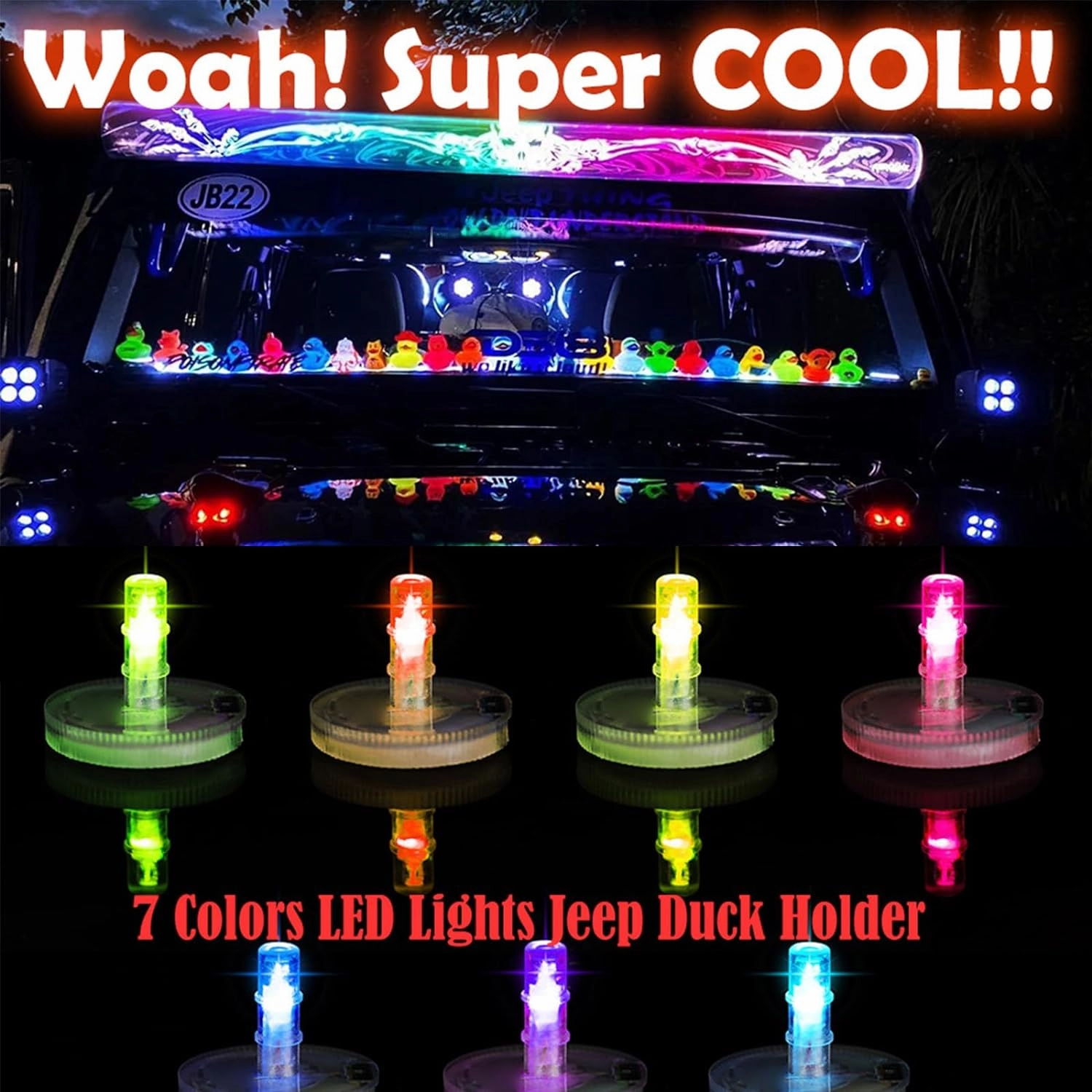 Light Up Rubber Duck Display with 16 Modes and 7 Colors, Self-Adhesive Mount （Rubber Duck not Included） (20Pcs)