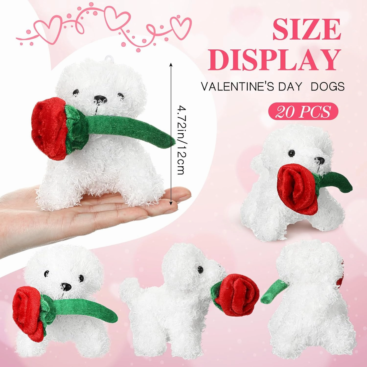 Liliful 20 Pcs Valentine‘s Day Plush Gift Animals Small Stuffed Plush Animals Bulk for Birthday Valentine Party Favors(White)