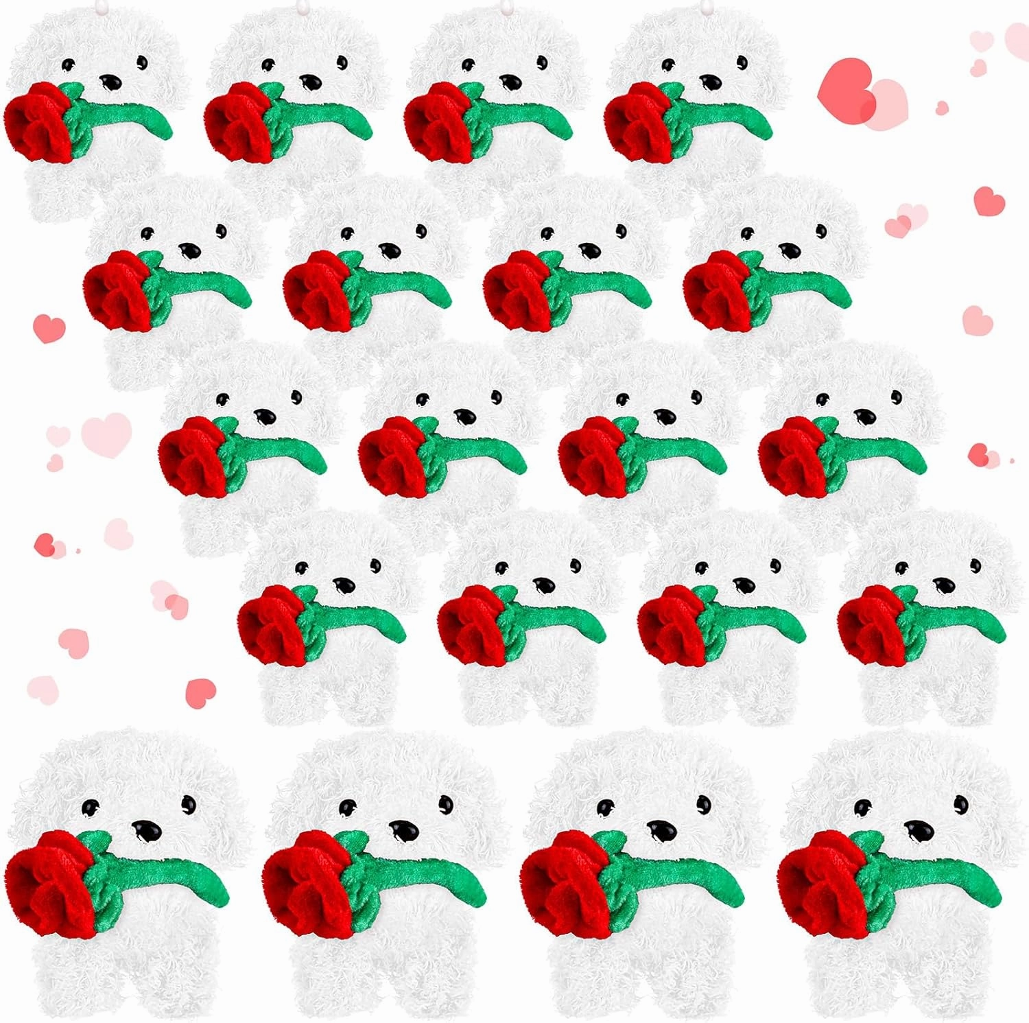 Liliful 20 Pcs Valentine‘s Day Plush Gift Animals Small Stuffed Plush Animals Bulk for Birthday Valentine Party Favors(White)