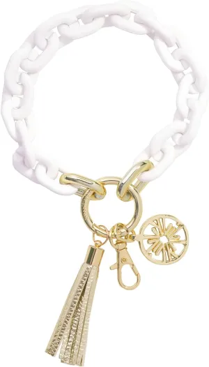 Lilly Pulitzer Chain Link Keychain Bracelet, Keychain Wristlet with Tassel, Cute Key Ring Bracelet for Women