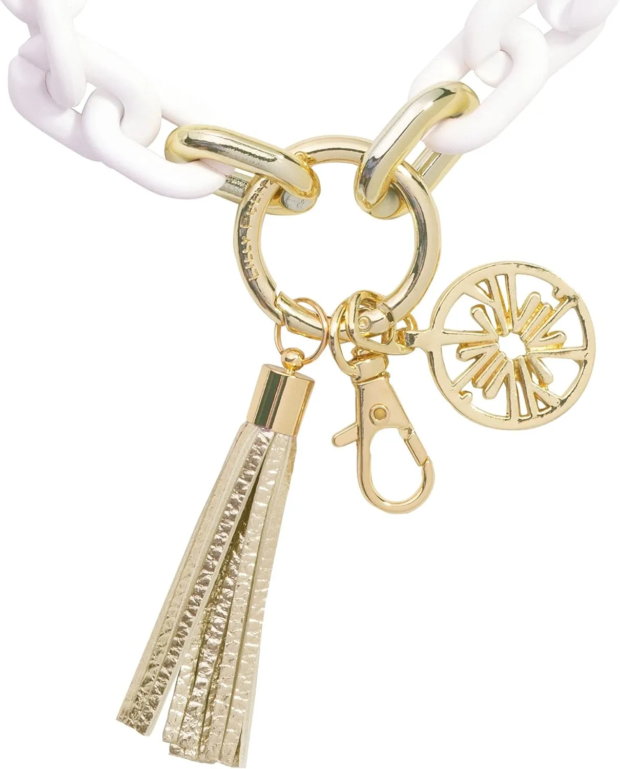 Lilly Pulitzer Chain Link Keychain Bracelet, Keychain Wristlet with Tassel, Cute Key Ring Bracelet for Women