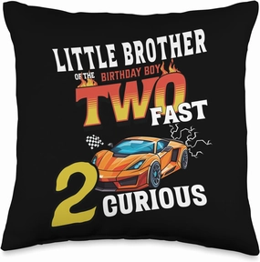 Little Brother Of The Two Years Old Birthday Boy Racing Car Throw Pillow