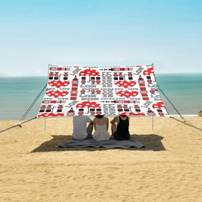 London Soldier Cartoon Cute Beach Camping Tent Sun Shelter for Whole Family, Beach Shade Canopy with UPF50  UV Protection,Easy Set Up and Carry,Outdoor Shade for Trips, Fishing, Backyard Fun Pi