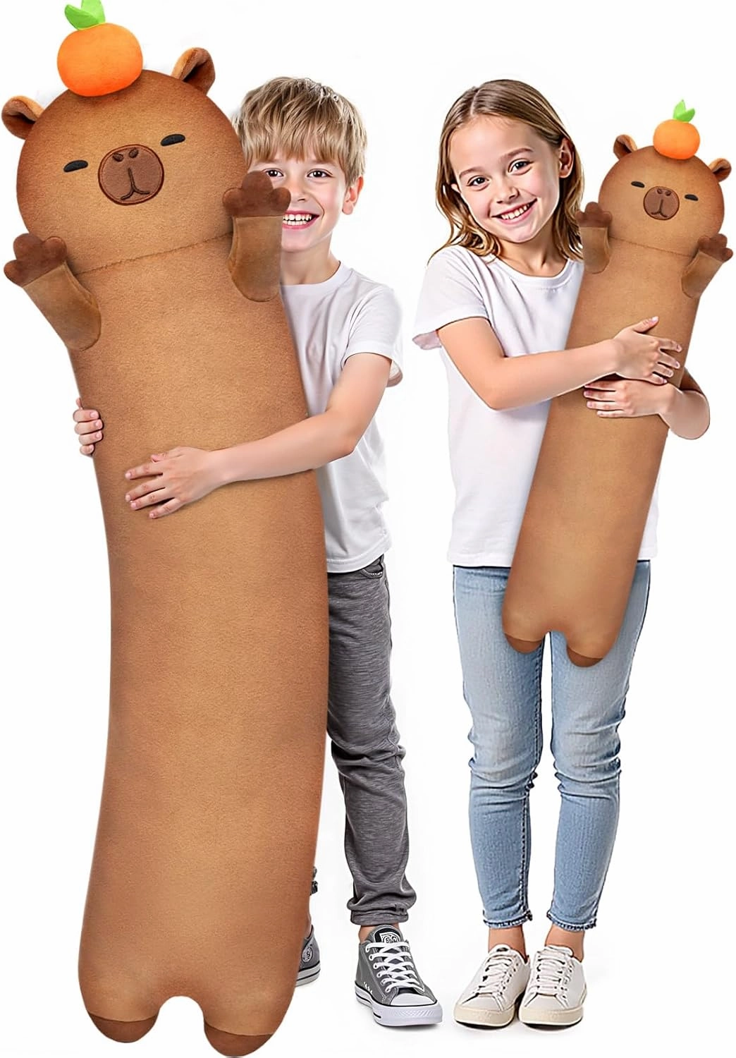 Long Capybara Plush 5 Sizes, 120% Extra Filling Giant Plushness Kids Body Pillow, Kawaii Cute Capybara Stuffed Animals Plushies, Big Long Body Pillow Cat Plush Gift for Girls 20”