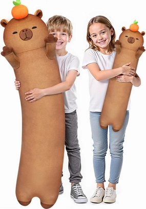 Long Capybara Plush 5 Sizes, 120% Extra Filling Giant Plushness Kids Body Pillow, Kawaii Cute Capybara Stuffed Animals Plushies, Big Long Body Pillow Cat Plush Gift for Girls 20”
