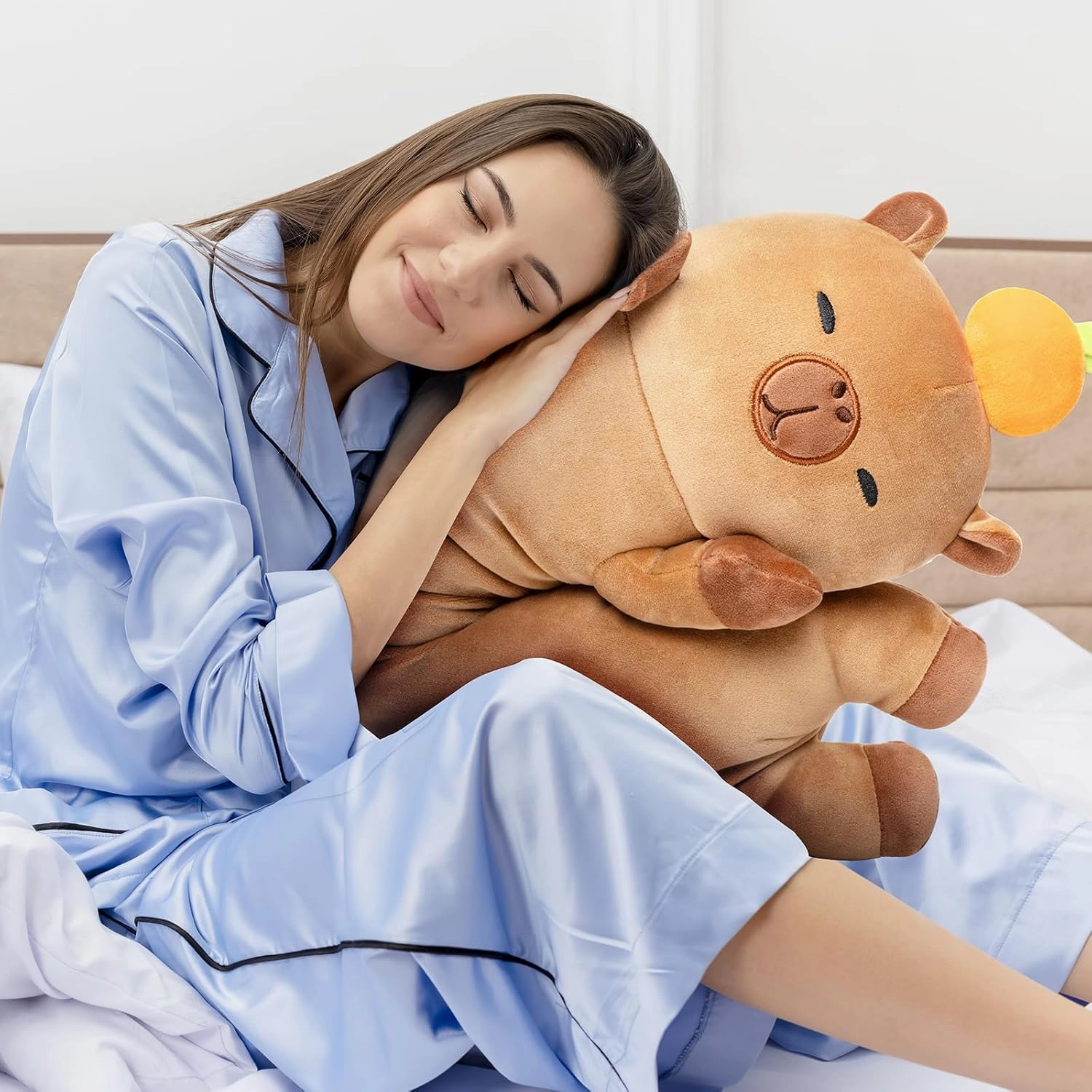 Long Capybara Plush 5 Sizes, 120% Extra Filling Giant Plushness Kids Body Pillow, Kawaii Cute Capybara Stuffed Animals Plushies, Big Long Body Pillow Cat Plush Gift for Girls 20”
