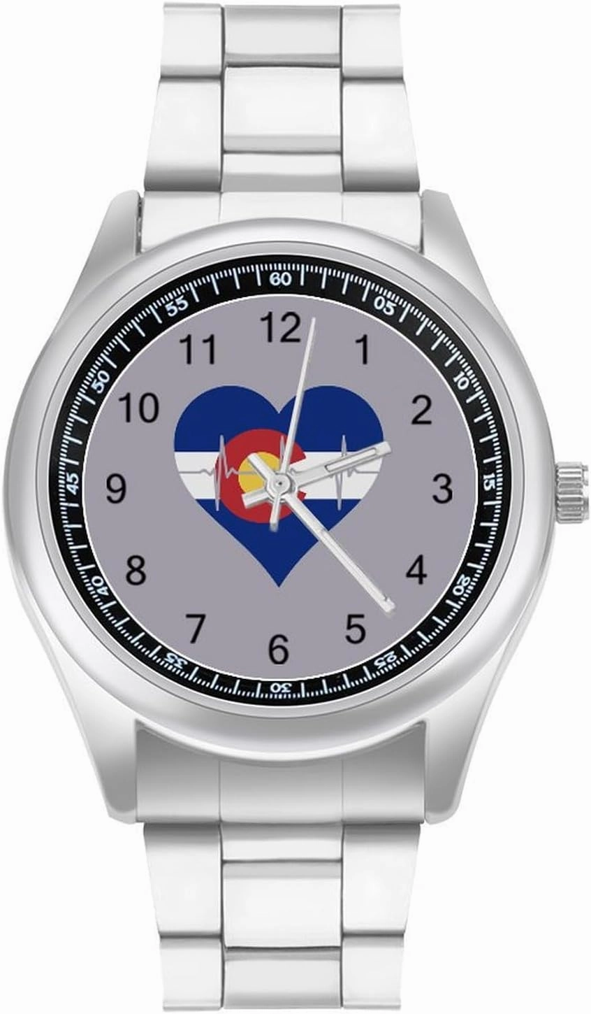 Love Colorado Heartbeat Casual Wrist Watches for Men Classic Business Dress Watch Big Face for Work Gym