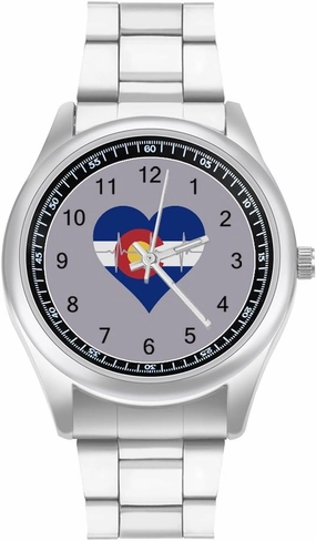 Love Colorado Heartbeat Casual Wrist Watches for Men Classic Business Dress Watch Big Face for Work Gym