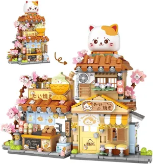 Lucky Cat Building Set,Openable Taiyaki Shop 923PCS Mini Brick Building Toy for Boys Girls Age 8 