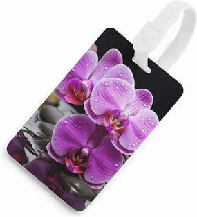 Luggage Tags Privacy Protection Bag Tags Travel Essentials Purple Orchid Luggage Tags for Suitcases International Travel