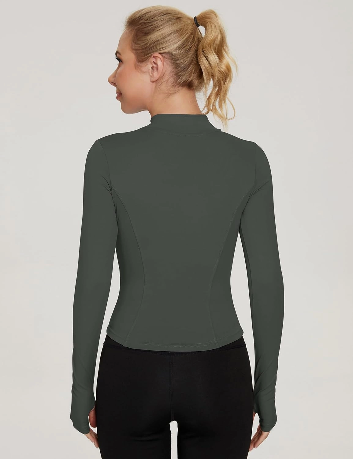 LUYAA Women's Workout Jacket Lightweight Zip Up Yoga Jacket Cropped Athletic Slim Fit Tops