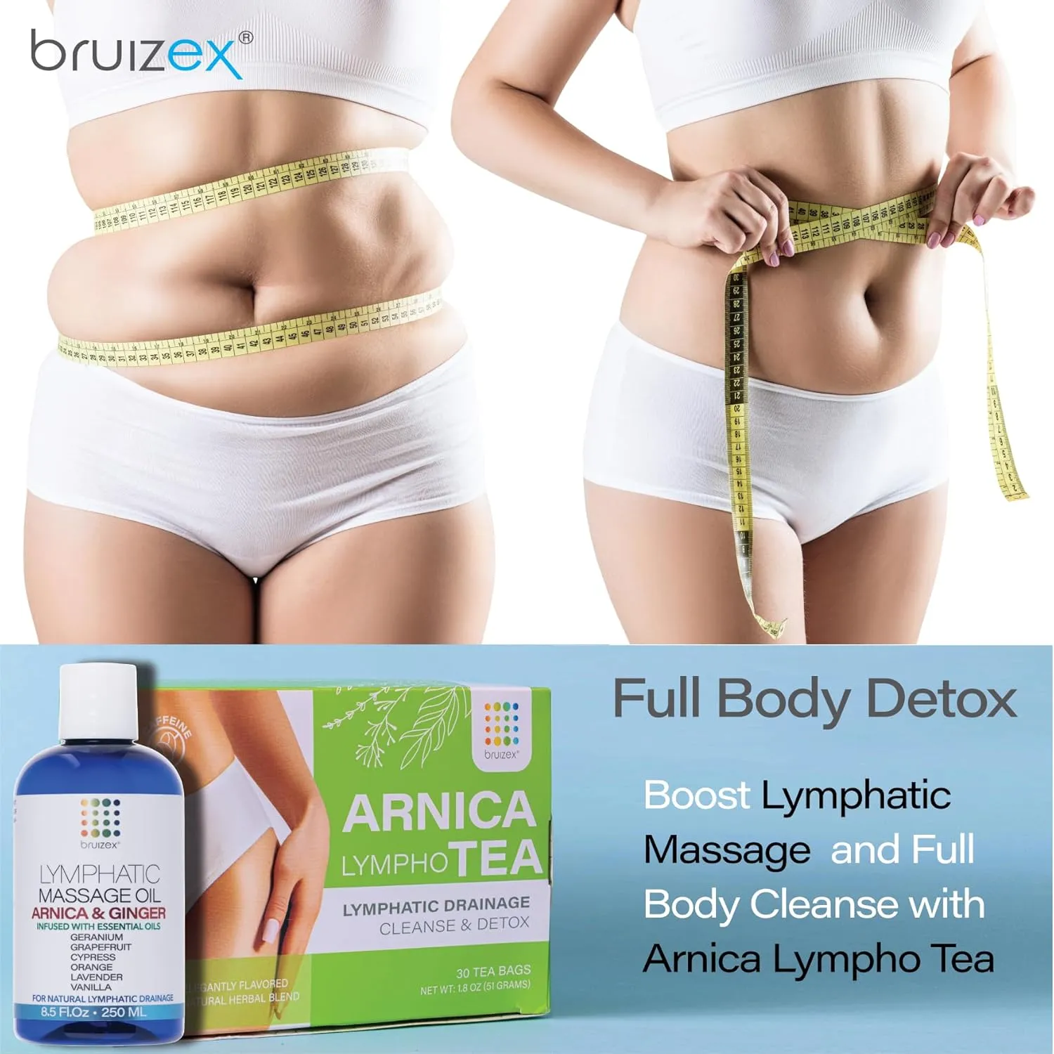 Lymphatic Drainage Massage Ginger Oil with Arnica & Organic Coconut Oil, Post Surgery Recovery & Lipedema, Liposuction, 360 Lipo, BBL, Tummy Tuck, Fibrosis Treatment, Body Detox, 8.5 Oz