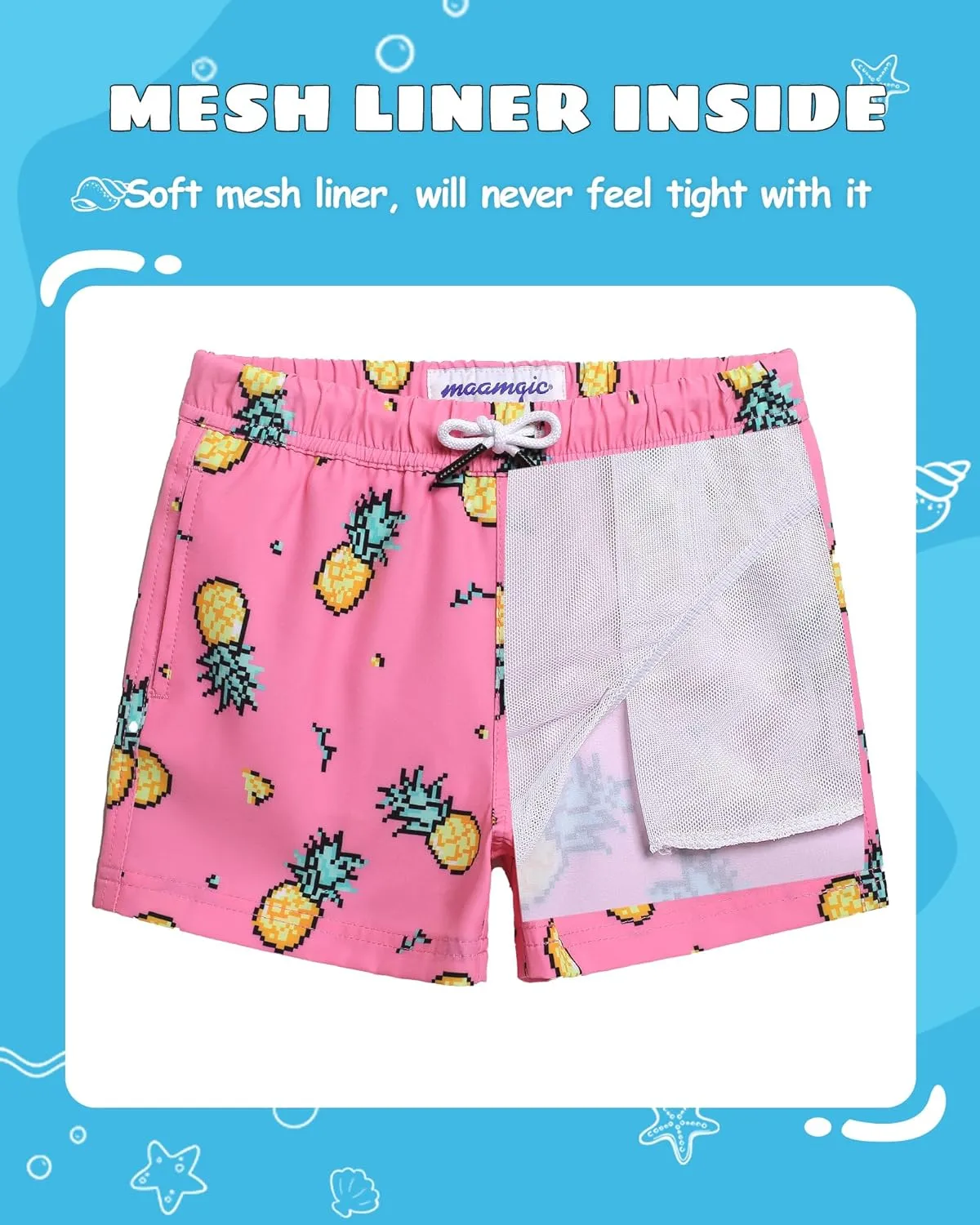 maamgic Boys Swim Trunks Stretch Quick Dry Swim Shorts Kids Bathing Suits Toddler Boy Swimsuit Swimwear