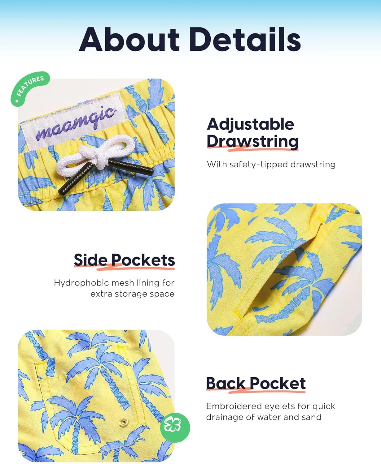 maamgic Swim Trunks Boys Toddler Bathing Suits for Kids Swimwear Baby Boy Swimsuit Boys Swim Shorts