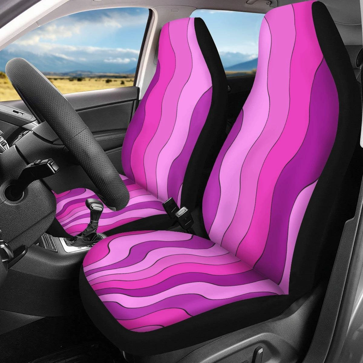 Magenta Vibes Faux Suede Car Seat Covers (Set of 2)
