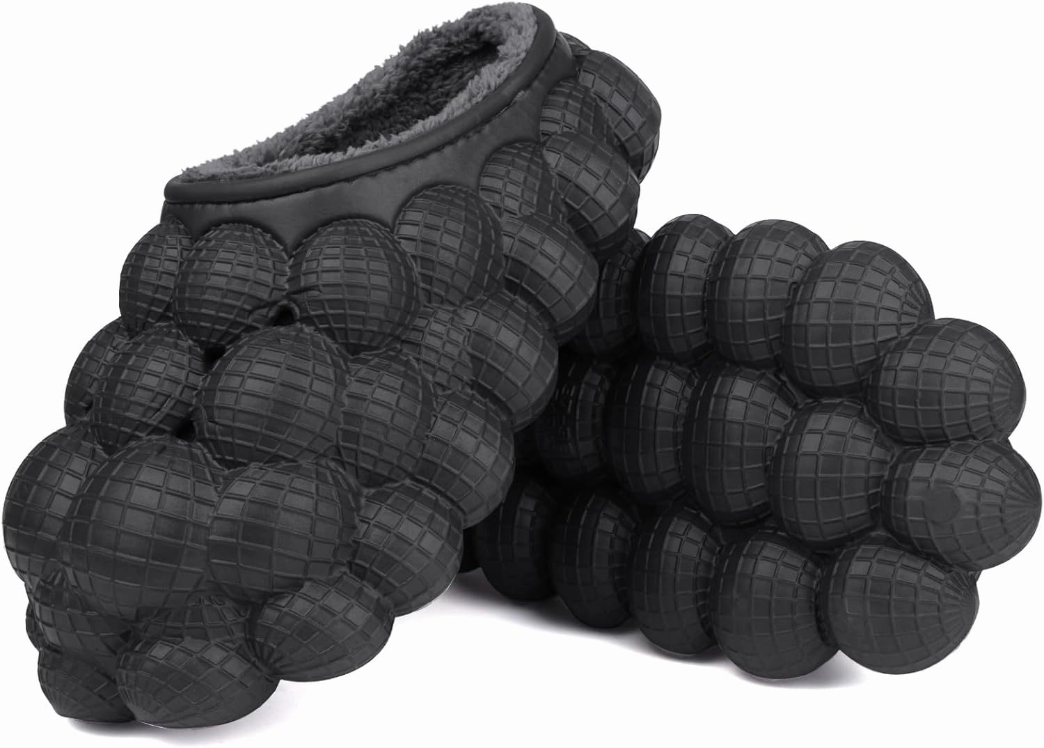 Man Women Bubble Slides with Fur Lined Bubble Slippers Comfortable Warm Fun Slippers Shoes for Indoor Outdoor
