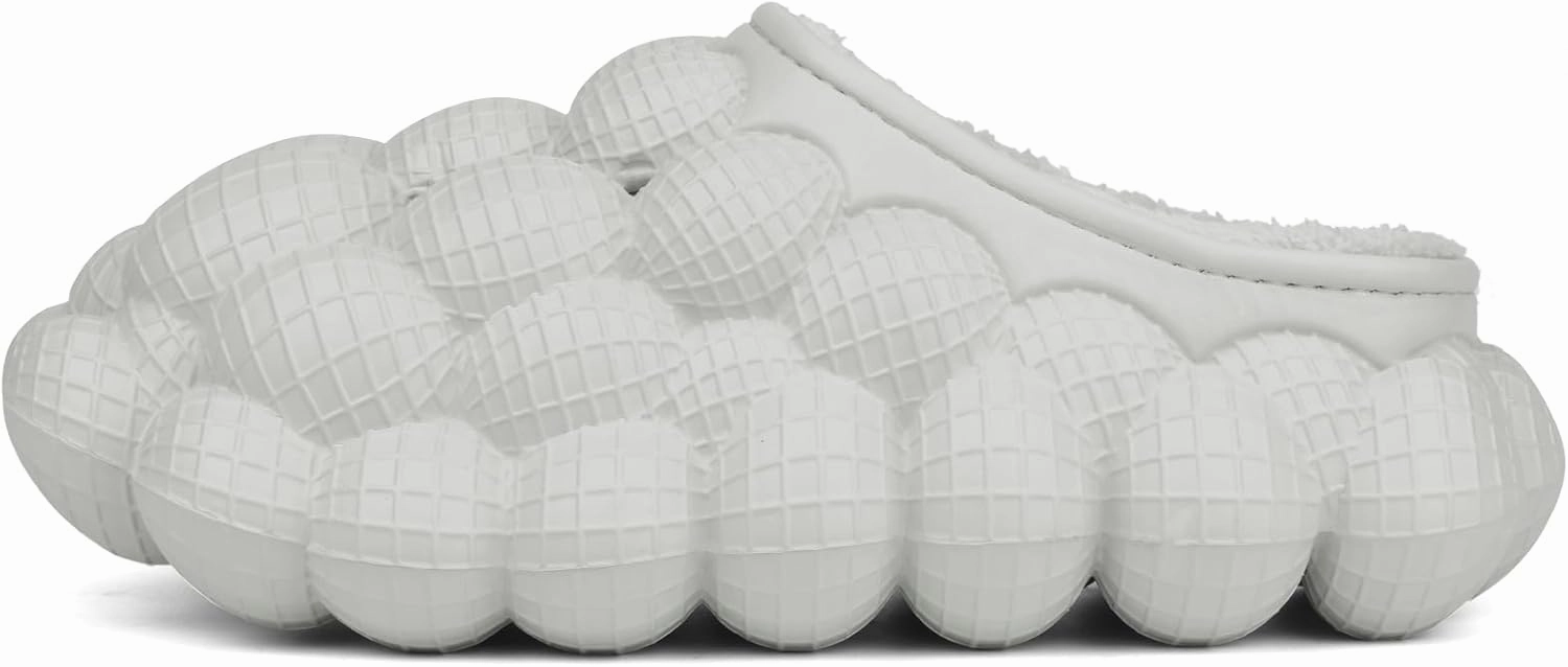 Man Women Bubble Slides with Fur Lined Bubble Slippers Comfortable Warm Fun Slippers Shoes for Indoor Outdoor