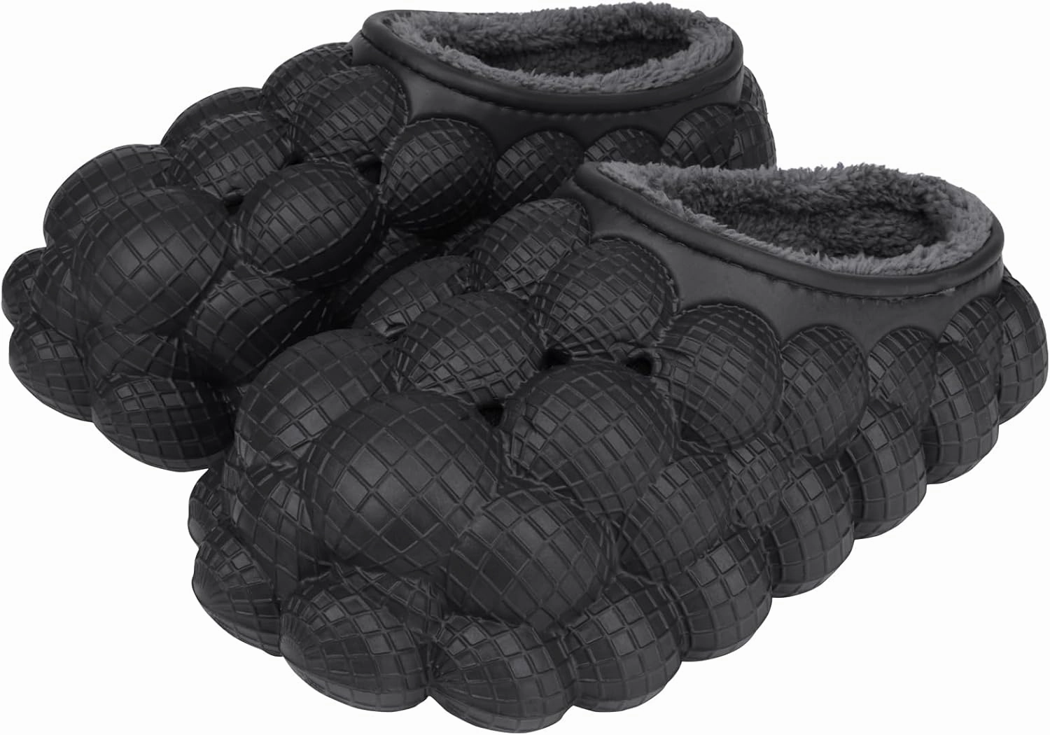 Man Women Bubble Slides with Fur Lined Bubble Slippers Comfortable Warm Fun Slippers Shoes for Indoor Outdoor