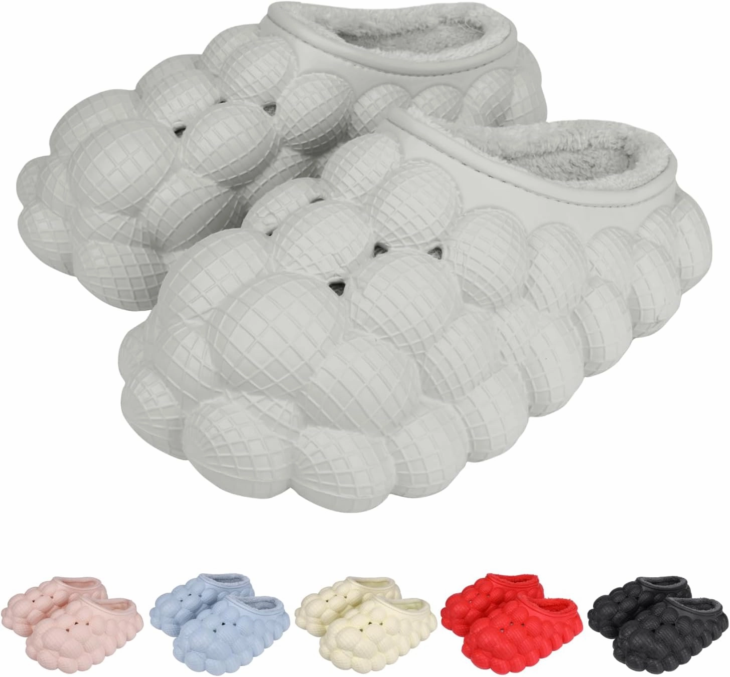 Man Women Bubble Slides with Fur Lined Bubble Slippers Comfortable Warm Fun Slippers Shoes for Indoor Outdoor
