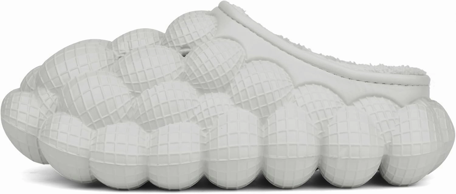 Man Women Bubble Slides with Fur Lined Bubble Slippers Comfortable Warm Fun Slippers Shoes for Indoor Outdoor