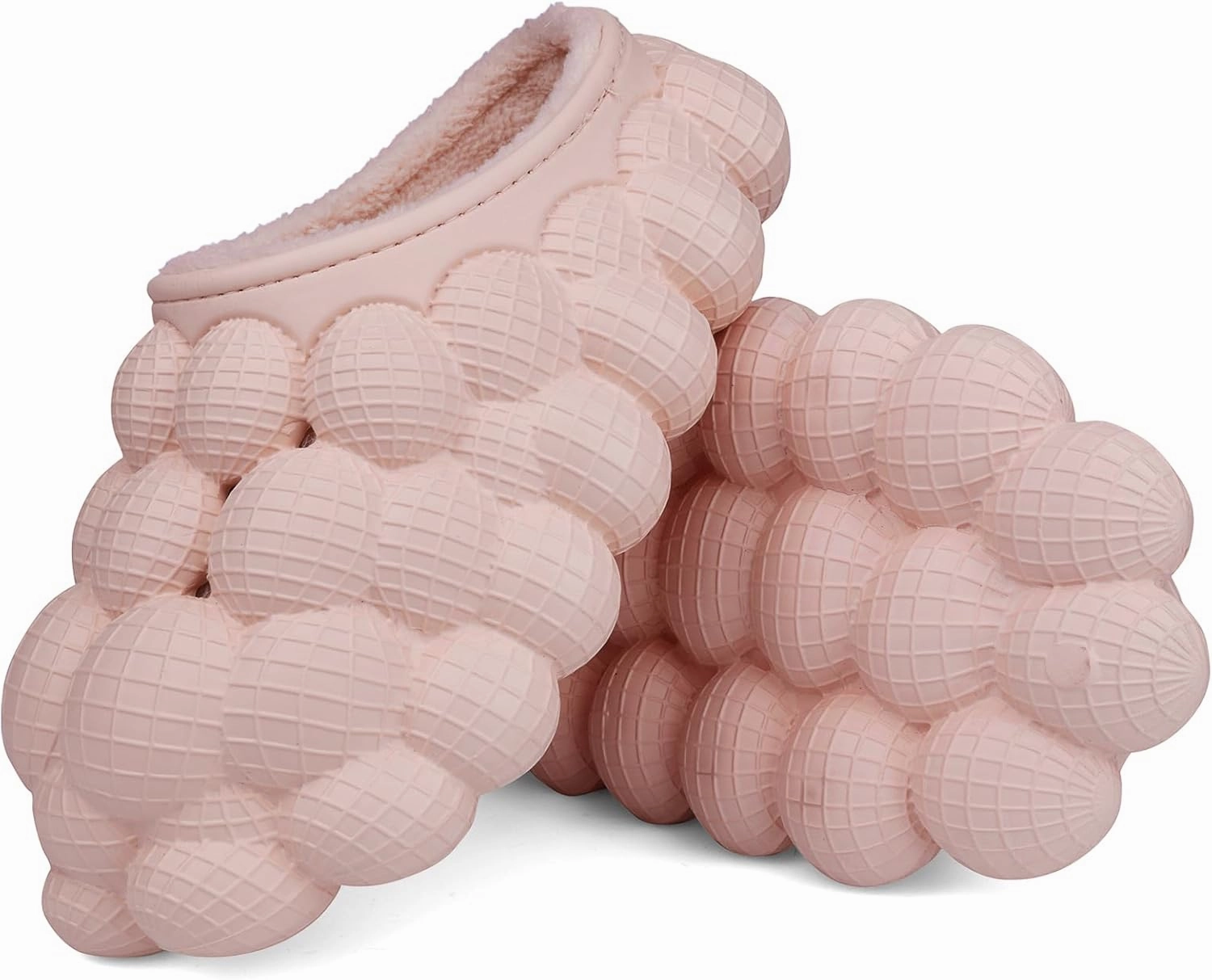 Man Women Bubble Slides with Fur Lined Bubble Slippers Comfortable Warm Fun Slippers Shoes for Indoor Outdoor