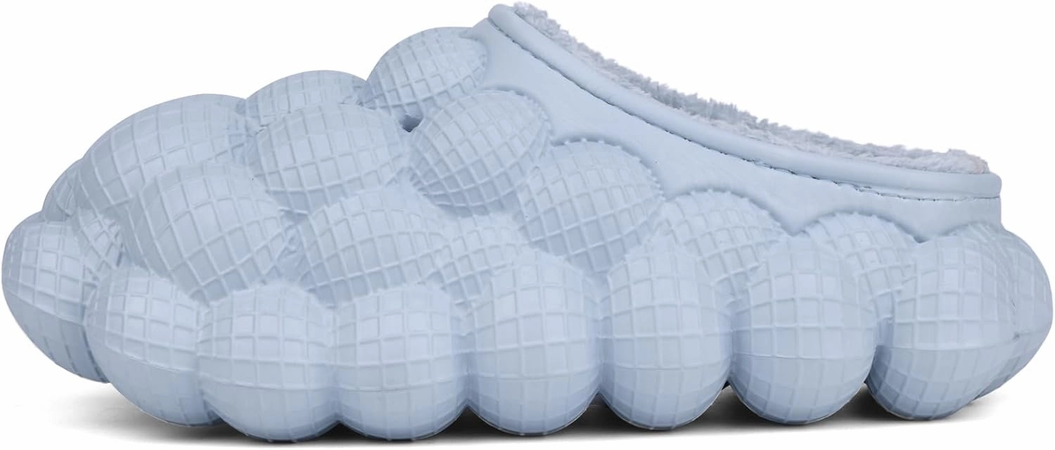 Man Women Bubble Slides with Fur Lined Bubble Slippers Comfortable Warm Fun Slippers Shoes for Indoor Outdoor