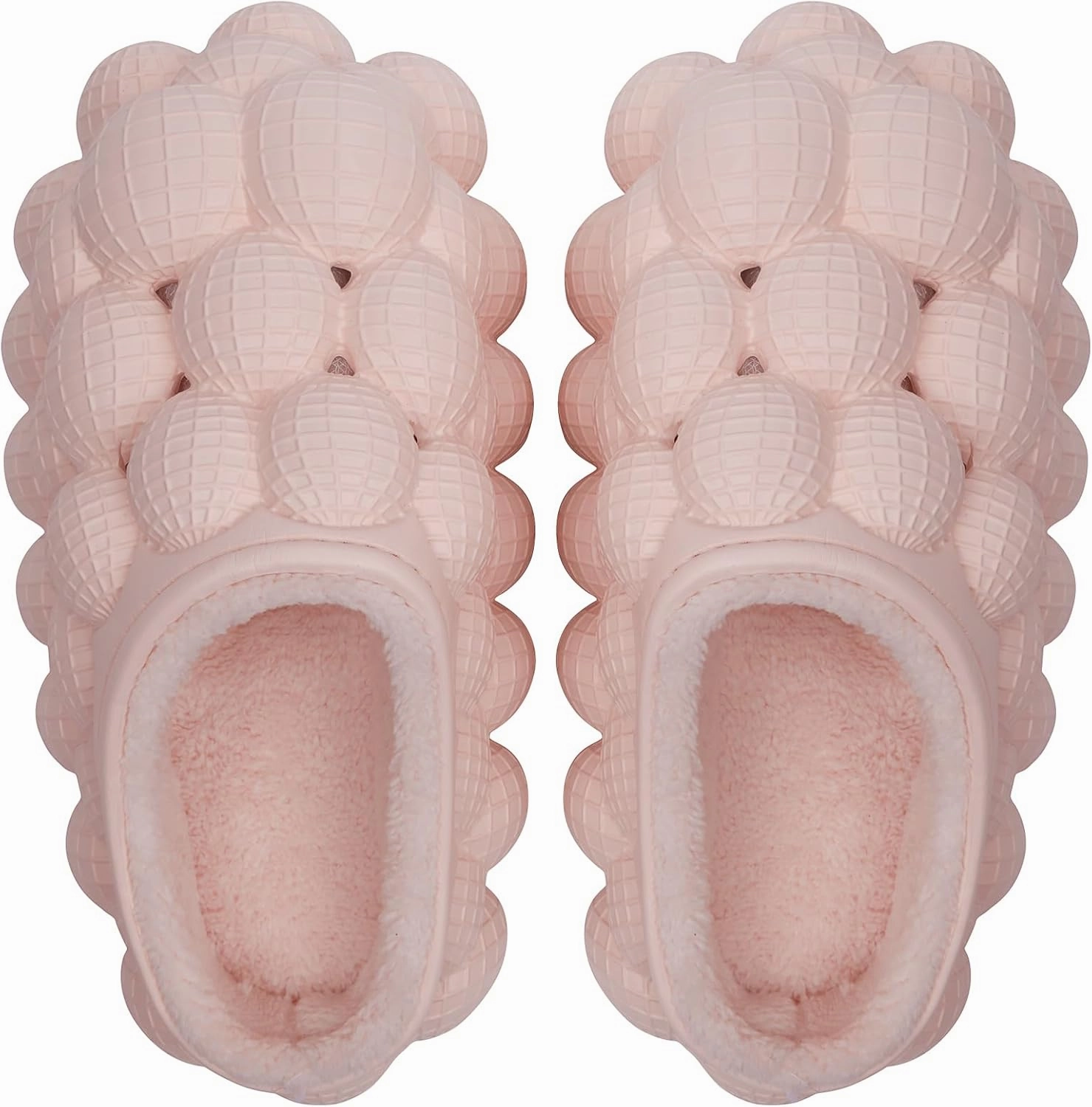 Man Women Bubble Slides with Fur Lined Bubble Slippers Comfortable Warm Fun Slippers Shoes for Indoor Outdoor