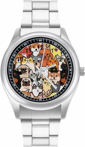 Many Funny Animals Casual Wrist Watches for Men Classic Business Dress Watch Big Face for Work Gym