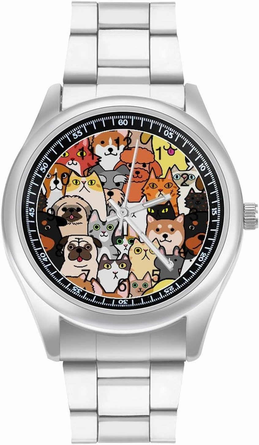 Many Funny Animals Casual Wrist Watches for Men Classic Business Dress Watch Big Face for Work Gym