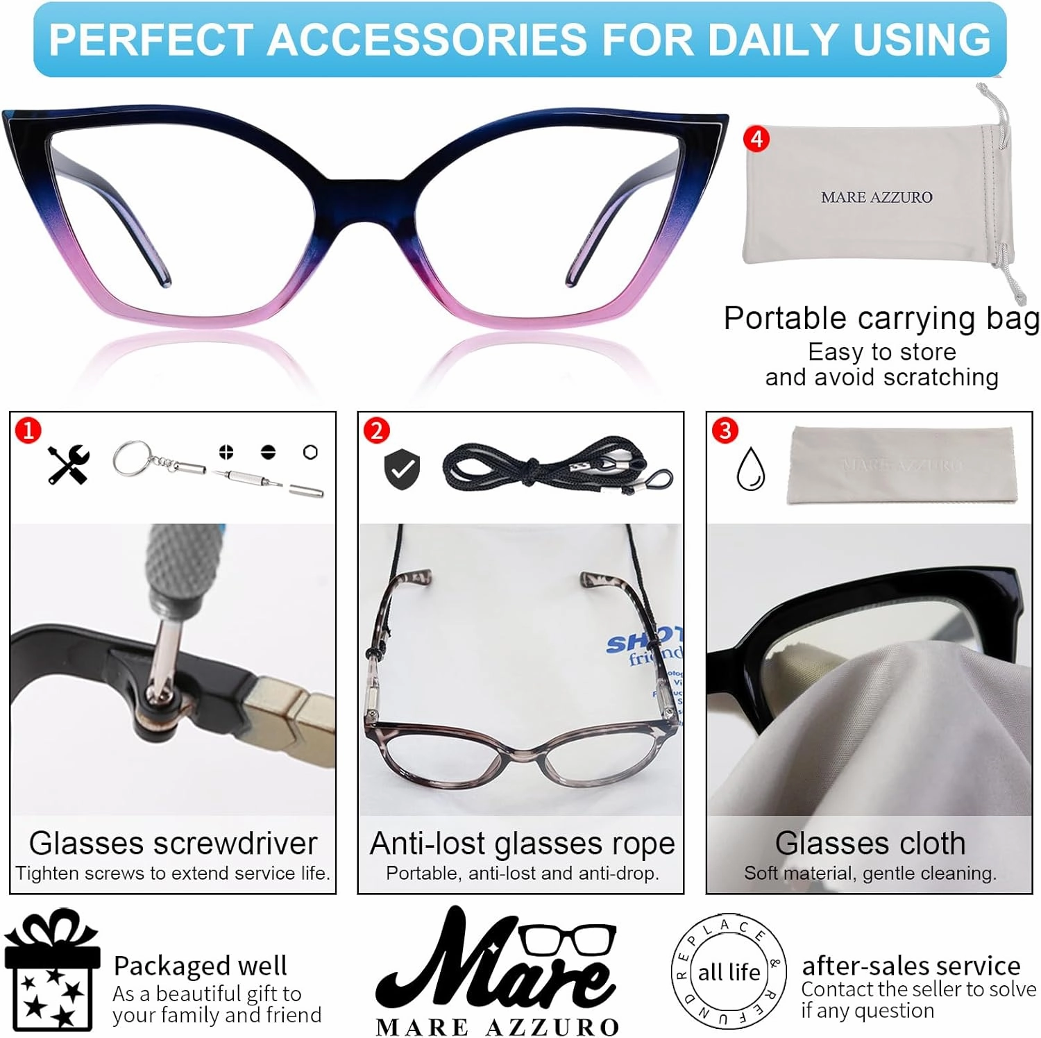 MARE AZZURO Cat Eye Reading Glasses Women Retro Cute Readers 1.0 1.25 1.5 1.75 2.0 2.25 2.5 2.75 3.0 3.5 4.0 5.0 6.0 (Purple, 1.00)