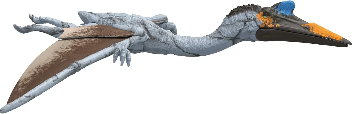 Mattel Jurassic World Dominion Massive Action Dinosaur Figure, Quetzalcoatlus Dino Toy with Attack Motion, Plus Downloadable App & AR