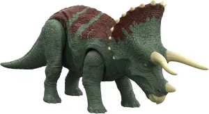 Mattel Jurassic World Dominion Roar Strikers Triceratops Dinosaur Action Figure with Roaring Sound and Attack Action, Toy Gift Physical & Digital Play