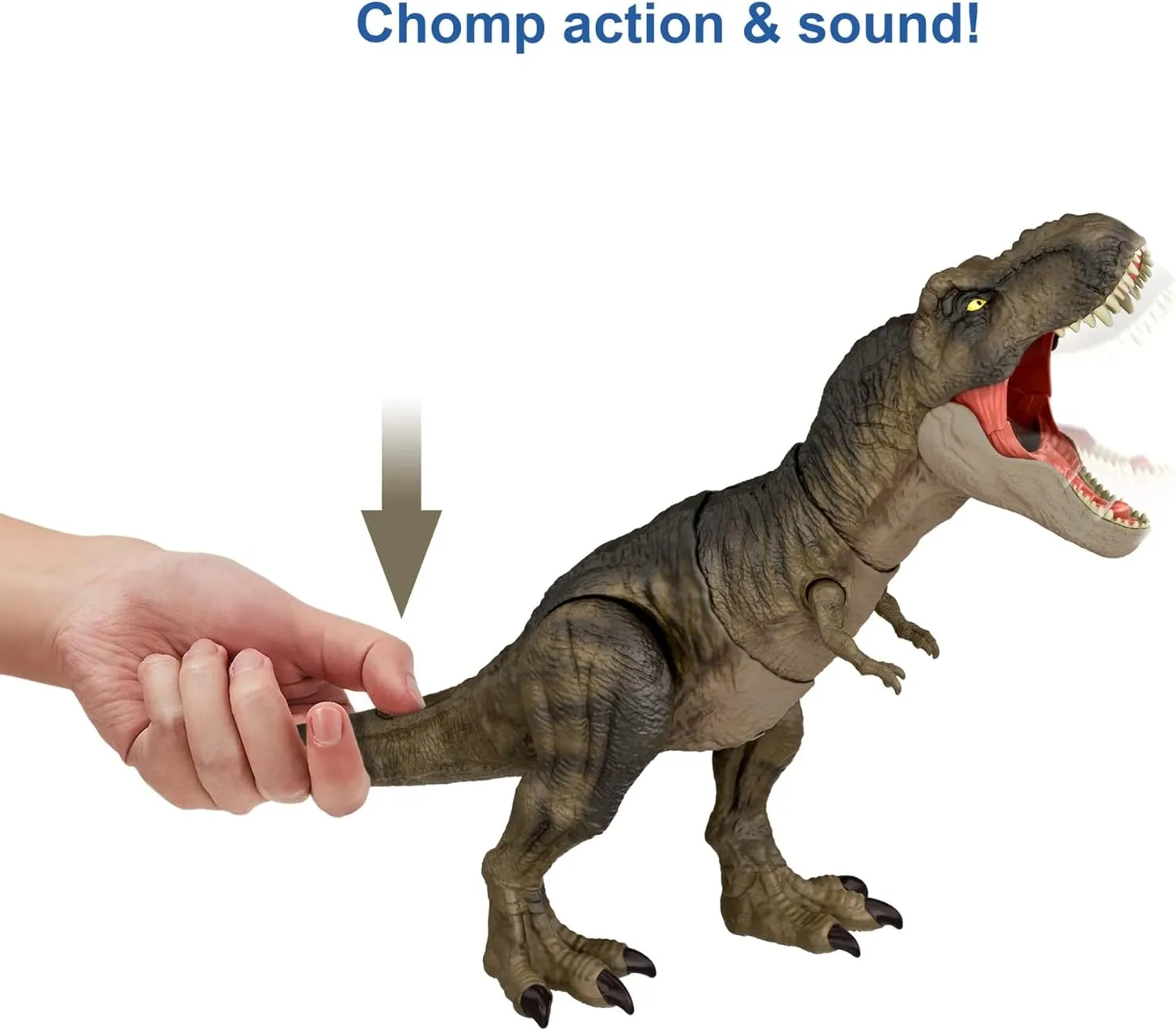 Mattel Jurassic World Dominion Thrash ‘N Devour Tyrannosaurus T Rex Action Figure Toy with Sound and Motion for Battle Play
