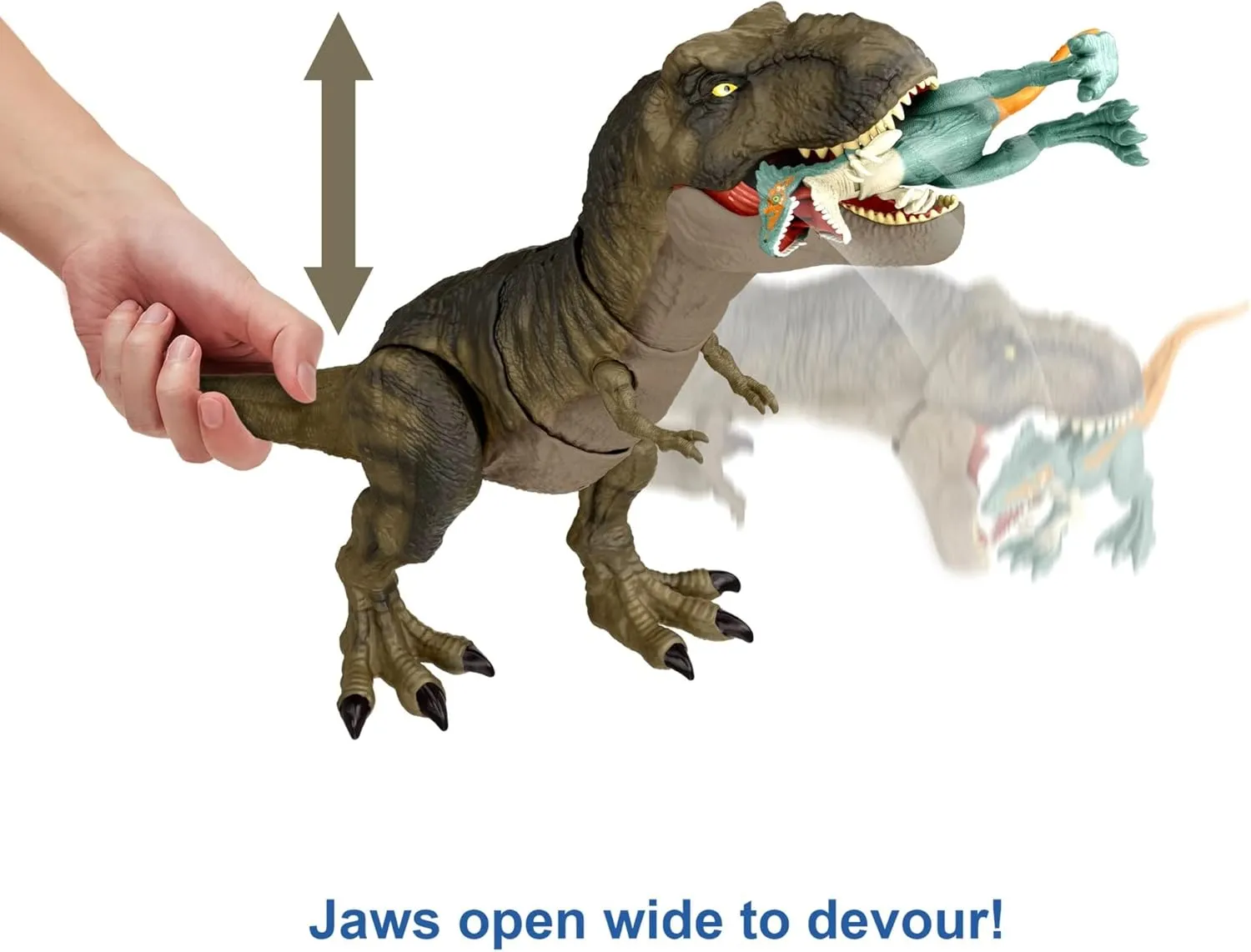 Mattel Jurassic World Dominion Thrash ‘N Devour Tyrannosaurus T Rex Action Figure Toy with Sound and Motion for Battle Play