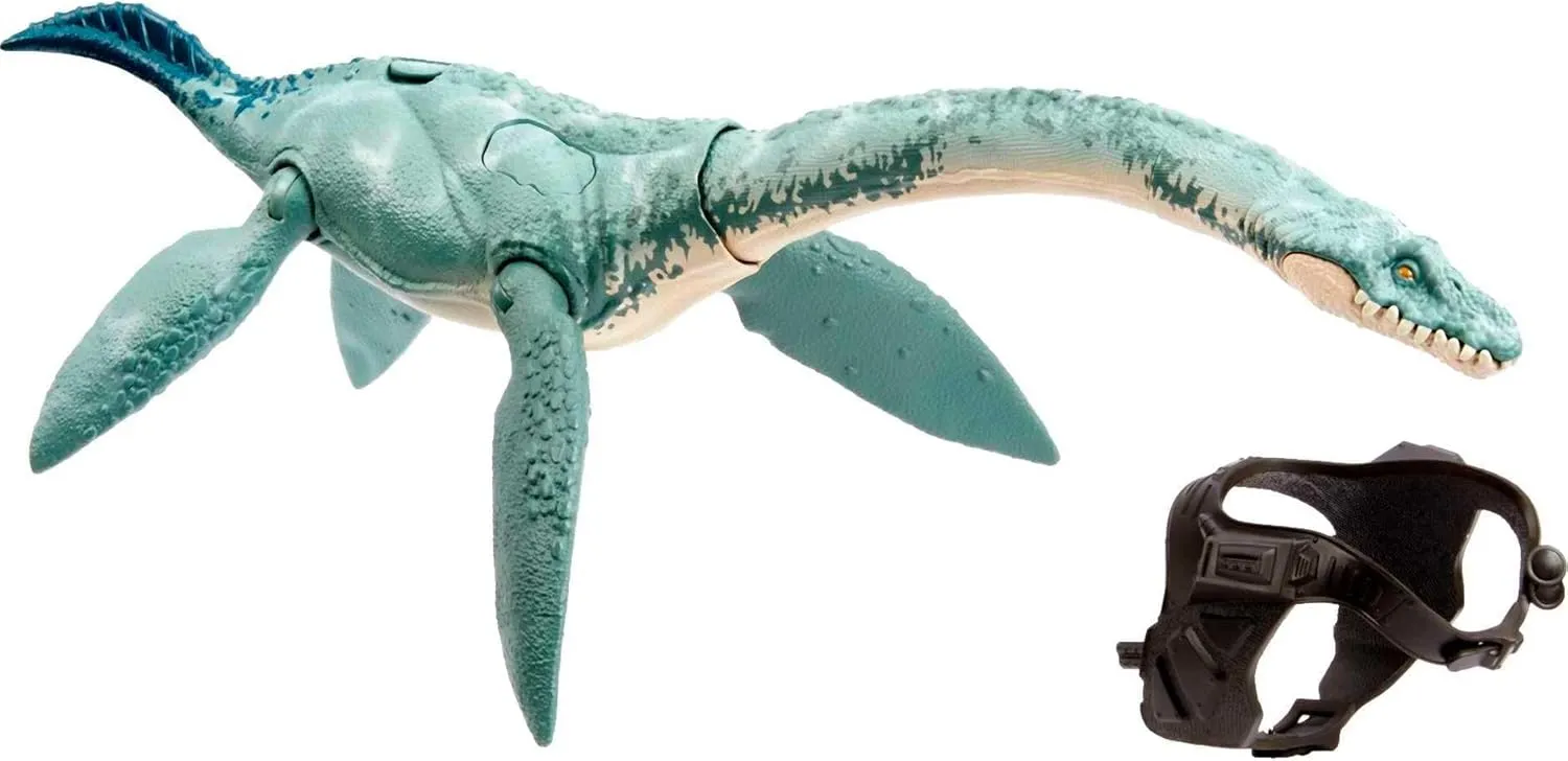 Mattel Jurassic World Gigantic Trackers Action Figure, Elasmosaurus Dinosaur Toy with Movement & Tracking Accessory, 14-inches Long
