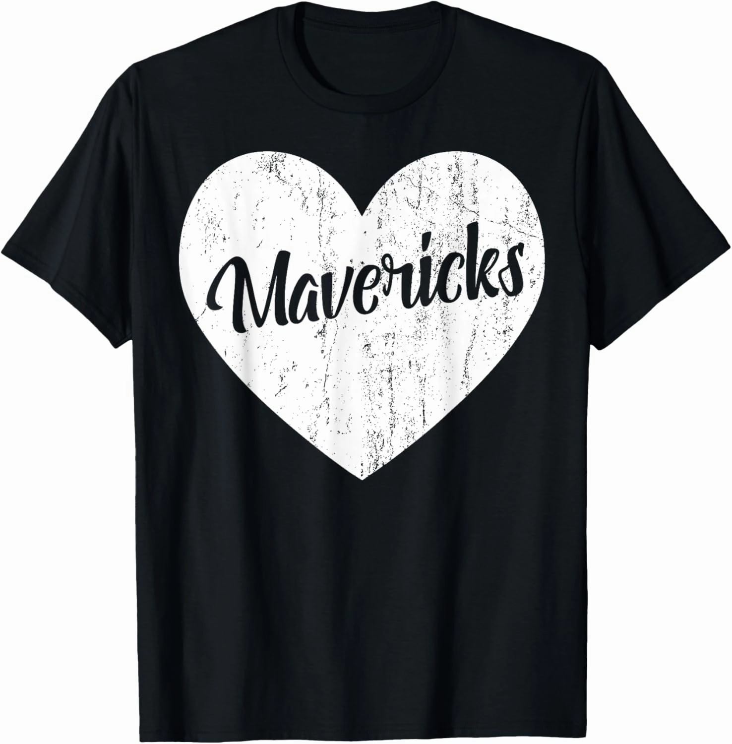 Mavericks School Sports Fan Team Spirit Mascot Heart Gift T-Shirt