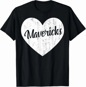 Mavericks School Sports Fan Team Spirit Mascot Heart Gift T-Shirt