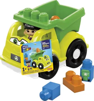 MEGA BLOKS Toddler Building Blockstoy Car with 1 Block Buddies Figure, Raphy Recycling Truck for Toddlers 1-3