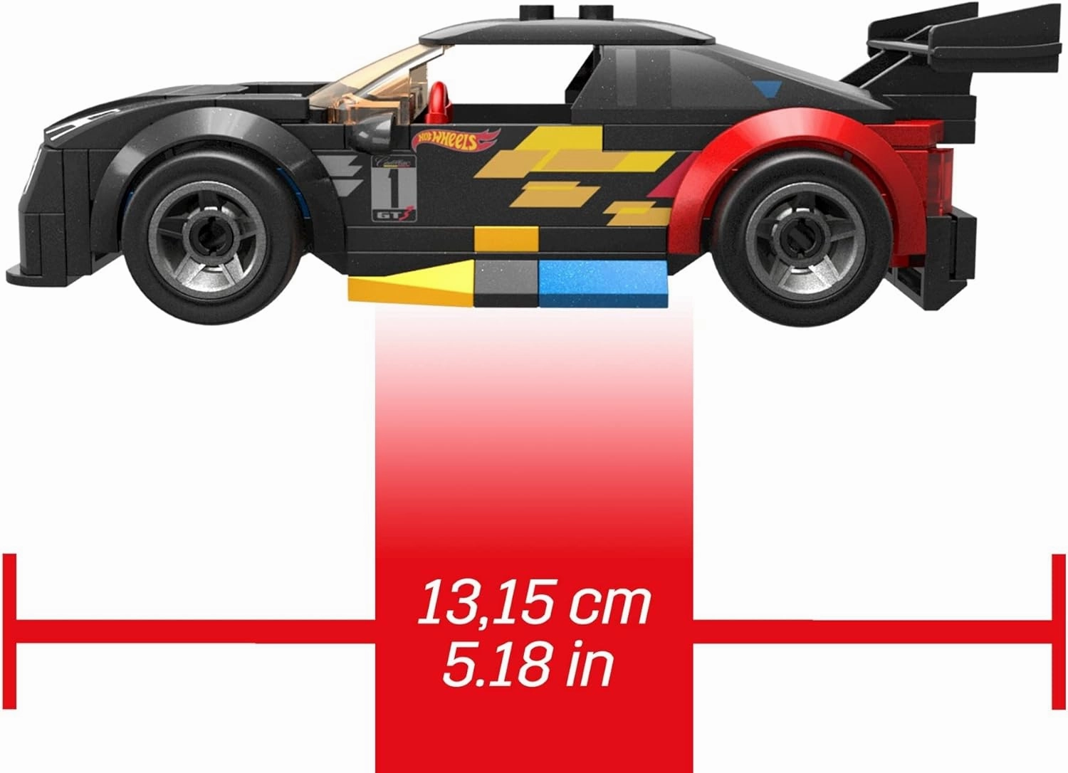 MEGA Hot Wheels Building Toy Race Car Playset, 16 Cadillac ATS-V with 90 Pieces, 1 Micro Action Figure Driver, Black, Kids Age 5  Years