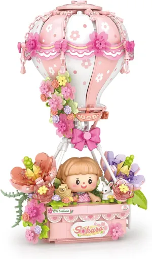 MEIEST Hot Air Balloon Building Blocks Set,Fantasy Dream Journey Collection Construction Building Bricks Toy,Home Decoration (Sakura)