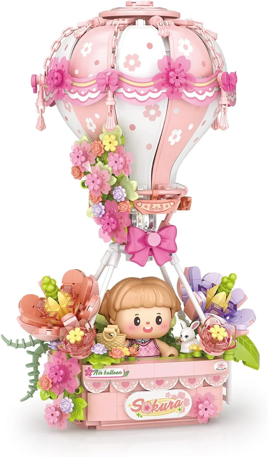 MEIEST Hot Air Balloon Building Blocks Set,Fantasy Dream Journey Collection Construction Building Bricks Toy,Home Decoration (Sakura)