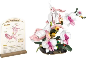 MEIEST Insect Flower Building Blocks Set,Colorful Construction Building Bricks Toy with a Science Popularization Card,Creative Home Decoration (Orchid Mantis)
