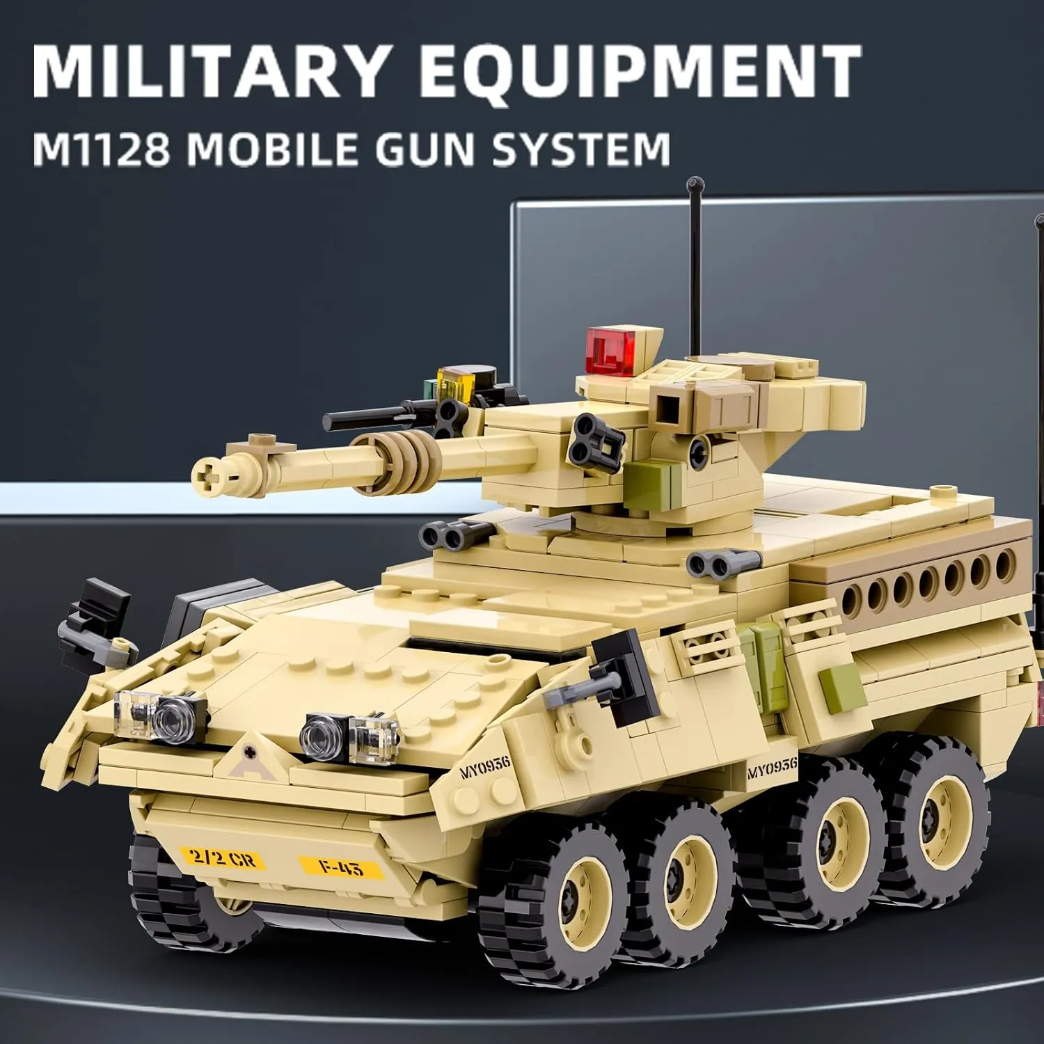 MEIEST Military Vehicle Building Blocks Sets,Armored Model Brick Set Highly Detailed Set for Military Enthusiast, Teens and Adults (M1128 Mobile Gun System)